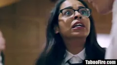 play Geeky Teen's First Time in a Taboo Threesome with Step-Siblings